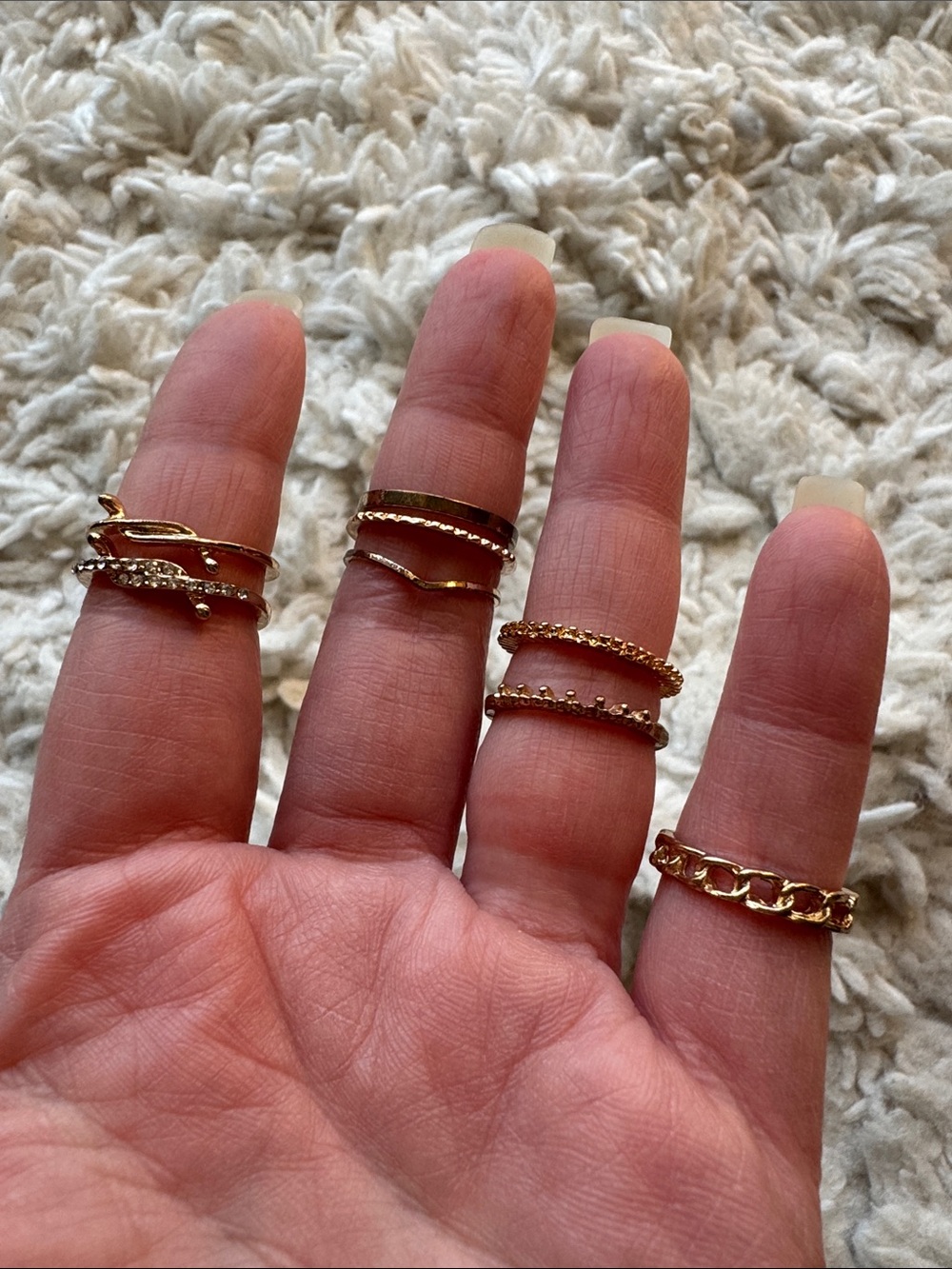 Bundle of Seven Gold Tone Rings